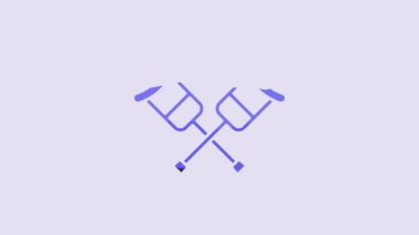 Blue Crutch or crutches icon isolated on purple background. Equipment for rehabilitation of people with diseases of musculoskeletal system. 4K Video motion graphic animation.