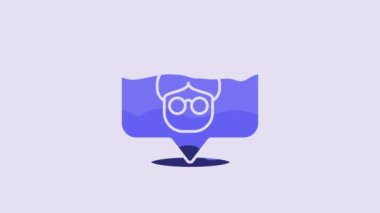 Blue Nursing home building icon isolated on purple background. Health care for old and sick people. Center for retired people. 4K Video motion graphic animation.