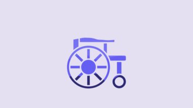 Blue Wheelchair for disabled person icon isolated on purple background. 4K Video motion graphic animation.