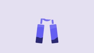 Blue Sport expander icon isolated on purple background. Sport equipment. 4K Video motion graphic animation.