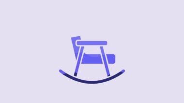 Blue Rocking chair icon isolated on purple background. 4K Video motion graphic animation.