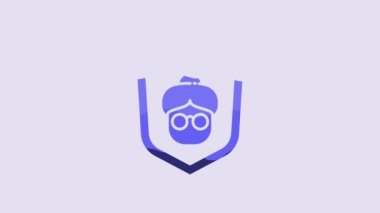 Blue Grandmother icon isolated on purple background. 4K Video motion graphic animation.