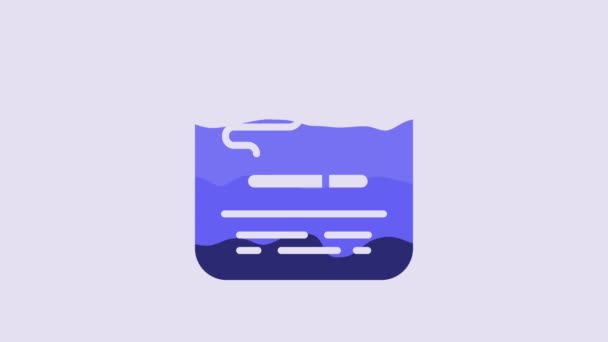 Icono Área Fumadores Azul Aislado Sobre Fondo Púrpura Animación Gráfica — Vídeos de Stock