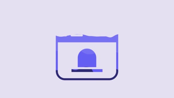 Blue Ticket Office Buy Tickets Train Plane Icon Isolated Purple — Video Stock
