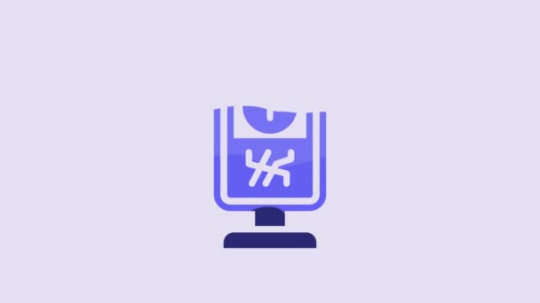 Ікона Синьої Інформації Ізольована Фіолетовому Фоні Відеографічна Анімація — стокове відео