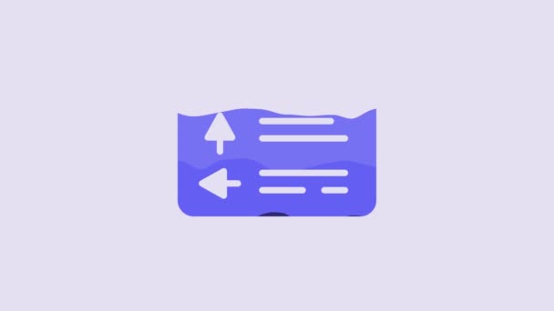 Blue Road Traffic Sign Signpost Icon Isolated Purple Background Pointer — Vídeos de Stock