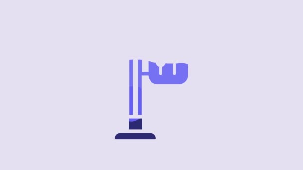 Blue Cafe Restaurant Location Icon Isolated Purple Background Fork Spoon — Stockvideo
