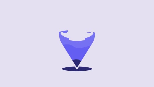 Pirátská Ikona Blue Location Izolovaná Fialovém Pozadí Grafická Animace Pohybu — Stock video