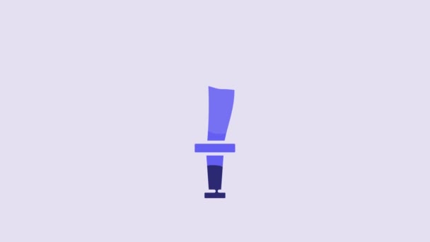 Blue Pirate Sword Icon Isolated Purple Background Sabre Sign Video — Vídeo de Stock
