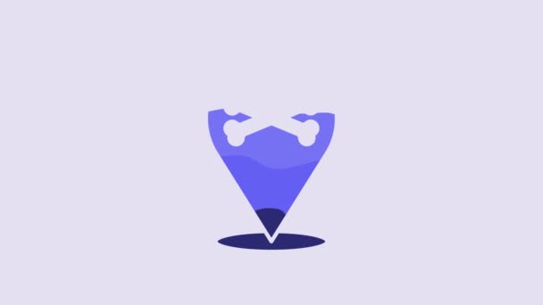 Blue Location Pirate Icon Isolated Purple Background Video Motion Graphic — Stok Video