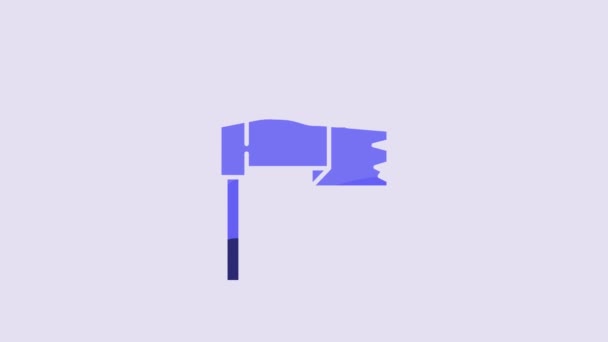 Blue Pirate Flag Icon Isolated Purple Background Video Motion Graphic — Stockvideo