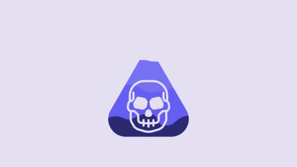 Icono Moneda Pirata Azul Aislado Sobre Fondo Púrpura Animación Gráfica — Vídeos de Stock