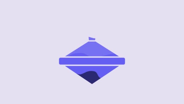 蓝色的漩涡玩具图标孤立在紫色的背景上 4K视频运动图形动画 — 图库视频影像