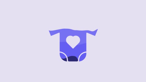 Blue Baby Clothes Icon Isolated Purple Background Baby Clothing Baby — Stockvideo