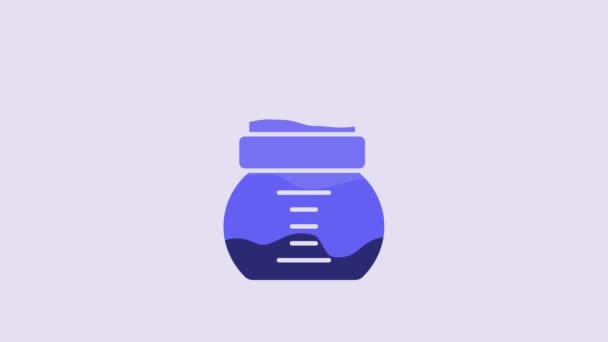Blue Baby Bottle Icon Isolated Purple Background Feeding Bottle Icon — Stock Video