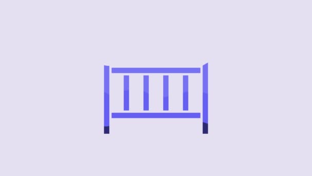 Blue Baby Crib Cradle Bed Icon Isolated Purple Background Video — Vídeos de Stock
