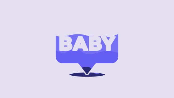 Icono Del Bebé Azul Aislado Sobre Fondo Púrpura Animación Gráfica — Vídeos de Stock
