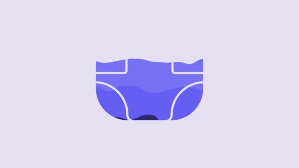 Blue Baby Absorbent Diaper Icon Isolated Purple Background Video Motion — Wideo stockowe