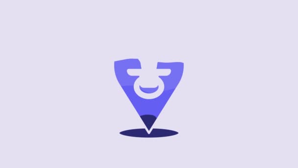 Blue Baby Dummy Pacifier Icon Isolated Purple Background Toy Child — 图库视频影像