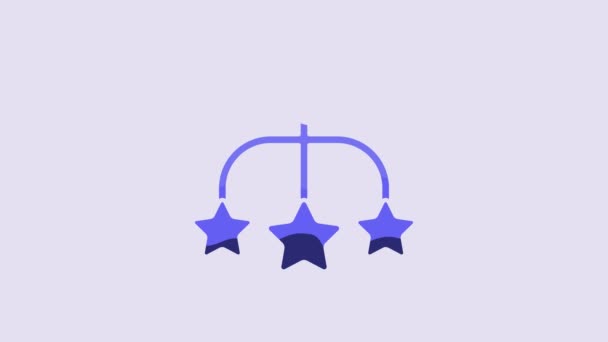 Blue Baby Crib Hanging Toys Icon Isolated Purple Background Baby — 图库视频影像