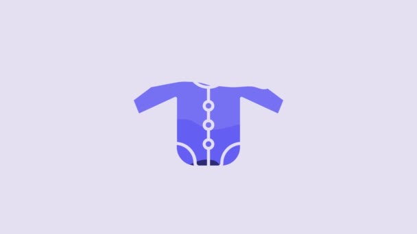 Blue Baby Clothes Icon Isolated Purple Background Baby Clothing Baby — Stockvideo