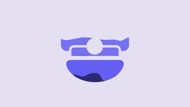Blue Captain Hat Icon Isolated Purple Background Video Motion Graphic — Vídeos de Stock