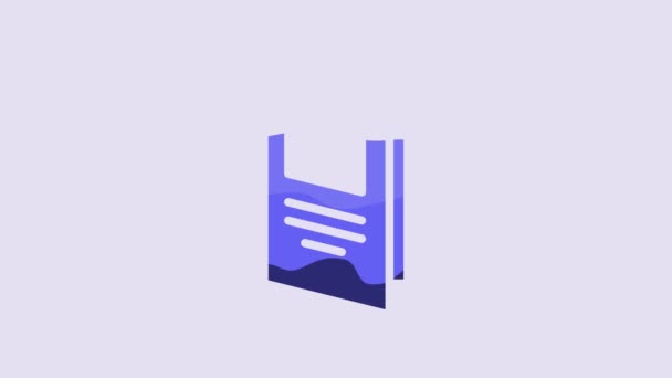 蓝色的小册子模板布局图标孤立在紫色背景上 公司业务年报 传单模型 4K视频运动图形动画 — 图库视频影像