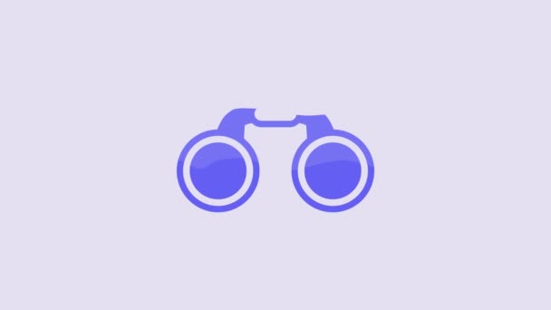 Blue Binoculars Icon Isolated Purple Background Find Software Sign Spy — Vídeos de Stock