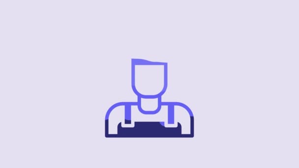 蓝色库克图标孤立在紫色背景 厨师标志 4K视频运动图形动画 — 图库视频影像