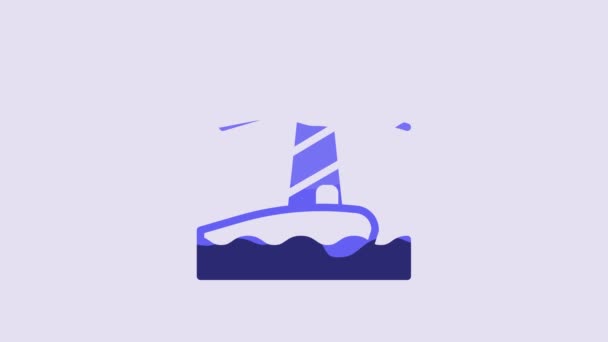 Ікона Синього Маяка Ізольована Фіолетовому Фоні Відеографічна Анімація — стокове відео
