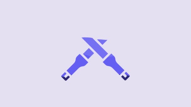 Blue Marshalling Wands Aircraft Icon Isolated Purple Background Marshaller Communicated — Vídeos de Stock
