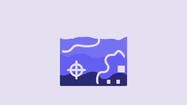 Blue World Travel Map Airplanes Icon Isolated Purple Background Video — Stockvideo