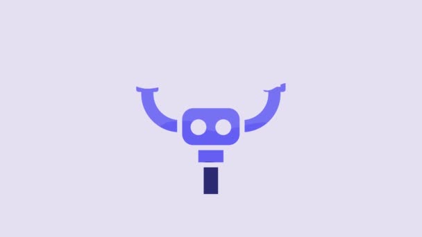 Blue Aircraft Steering Helm Icon Isolated Purple Background Aircraft Control — Stockvideo