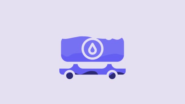 Значок Вантажівки Блакитним Паливом Ізольовано Фіолетовому Фоні Бензиновий Танкер Відео — стокове відео