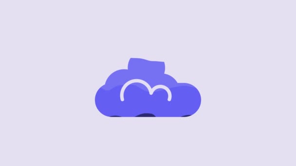 Μπλε Σύννεφο Εικονίδιο Καιρού Απομονώνονται Μωβ Φόντο Γραφική Κίνηση Κίνησης — Αρχείο Βίντεο