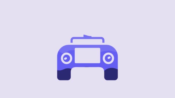 Blue Drone Radio Remote Control Transmitter Icon Isolated Purple Background — Vídeos de Stock