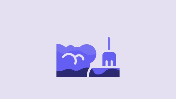 Blue Shovel Snowdrift Icon Isolated Purple Background Video Motion Graphic — Vídeos de Stock