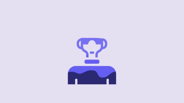 Blue Winter Athlete Icon Isolated Purple Background Video Motion Graphic — Vídeos de Stock