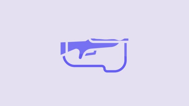 Blue Biathlon Rifle Icon Isolated Purple Background Ski Gun Video — 图库视频影像