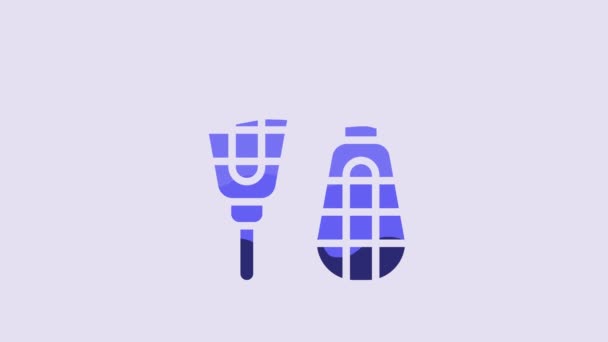 Blue Snowshoes Icon Isolated Purple Background Winter Sports Outdoor Activities — Wideo stockowe