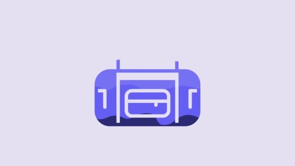 Blue Sport Bag Icon Isolated Purple Background Video Motion Graphic — Stock video