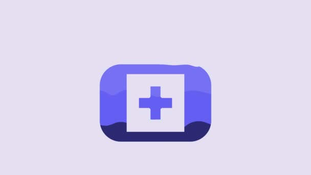 Icono Del Kit Primeros Auxilios Azul Aislado Sobre Fondo Púrpura — Vídeos de Stock