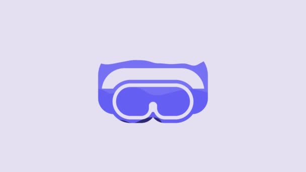 Blue Ski Goggles Icon Isolated Purple Background Extreme Sport Sport — Stockvideo