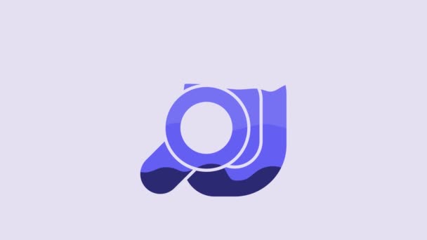 Ícone Aparelho Auditivo Azul Isolado Fundo Roxo Audição Ouvido Animação — Vídeo de Stock