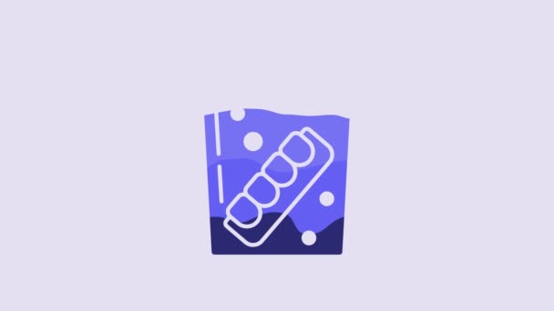Azul Falsa Mandíbula Icono Vidrio Aislado Sobre Fondo Púrpura Mandíbula — Vídeos de Stock