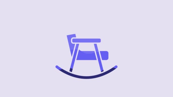 Blue Rocking Chair Icon Isolated Purple Background Video Motion Graphic — Stockvideo
