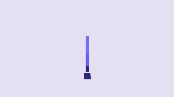 Blue Walking Stick Cane Icon Isolated Purple Background Video Motion — Stockvideo