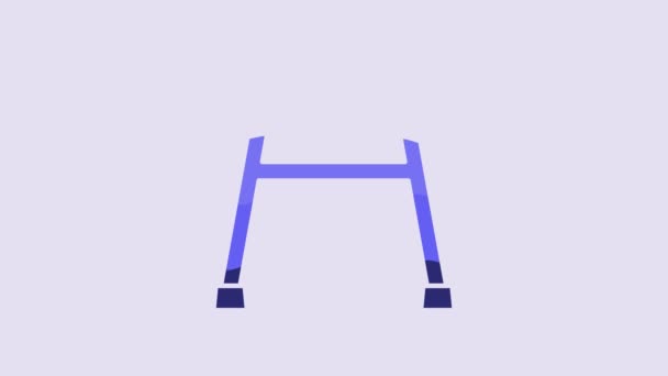 Blue Walker Disabled Person Icon Isolated Purple Background Video Motion — 图库视频影像