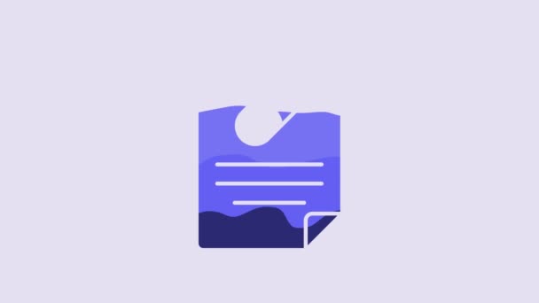 Blue Medical Prescription Icon Isolated Purple Background Form Recipe Medical — Stok video