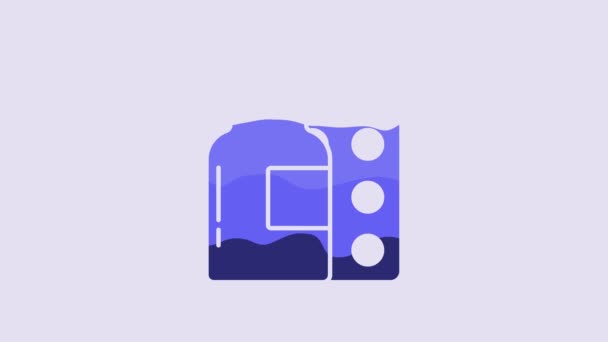 Blue Pills Blister Pack Icon Isolated Purple Background Medical Drug — Video